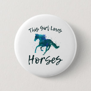 This Girl Loves Horses Equestrian Rider Horseback 6 Cm Round Badge