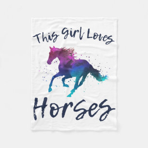 This Girl Loves Horses Equestrian Rider Horseback Fleece Blanket