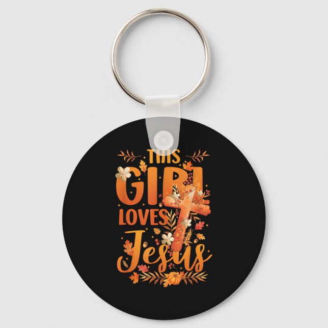 This Girl Loves Jesus Cute Christian Girl Jesus Fa Key Ring (Front)