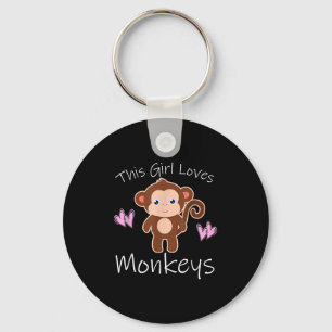 This Girl Loves Monkeys Funny Quote Cute Monkey Gr Key Ring