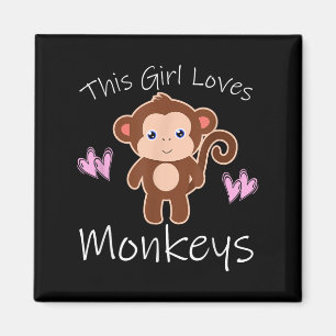 This Girl Loves Monkeys Funny Quote Cute Monkey Gr Magnet