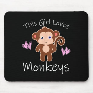 This Girl Loves Monkeys Funny Quote Cute Monkey Gr Mouse Pad