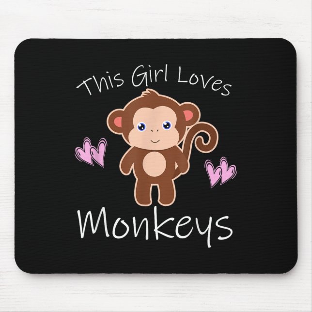 This Girl Loves Monkeys Funny Quote Cute Monkey Gr Mouse Pad (Front)