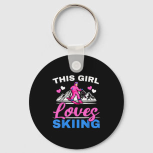This Girl Loves Skiing Skier Ski Winter Sport Snow Key Ring
