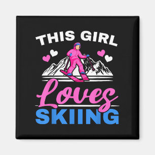 This Girl Loves Skiing Skier Ski Winter Sport Snow Magnet