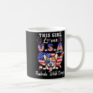 This Girl Loves USA and Dog 4th of July Corgi Coffee Mug
