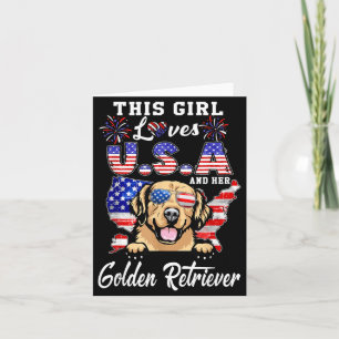 This Girl Loves USA and Dog 4th of July Golden Card