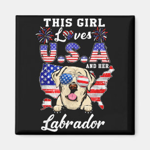 This Girl Loves USA and Dog 4th of July Labrador Magnet