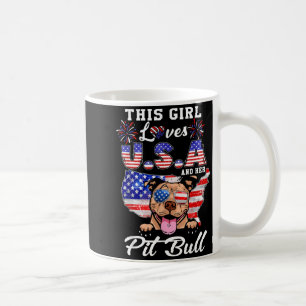 This Girl Loves USA and Dog 4th of July Pit Bull Coffee Mug