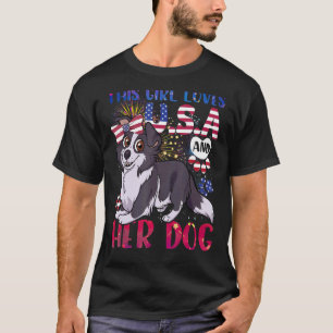 This Girl Loves Usa And Her Dog 4th Of July T-Shirt