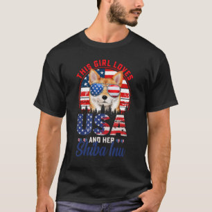 This Girl Loves USA And Her Shiba Inu Dog 4th Of J T-Shirt