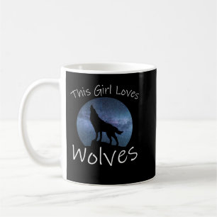 THIS GIRL LOVES WOLVES Howling Wolf Starry Sky Moo Coffee Mug
