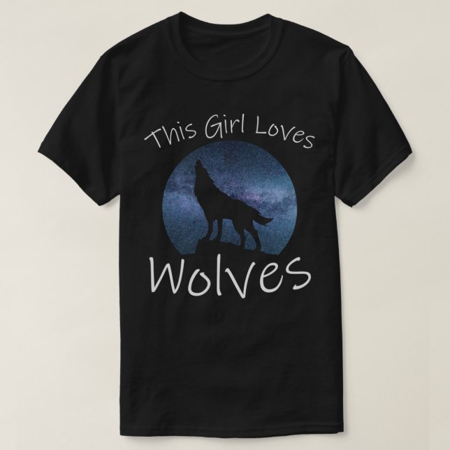 THIS GIRL LOVES WOLVES Howling Wolf Starry Sky Moo T-Shirt (Design Front)