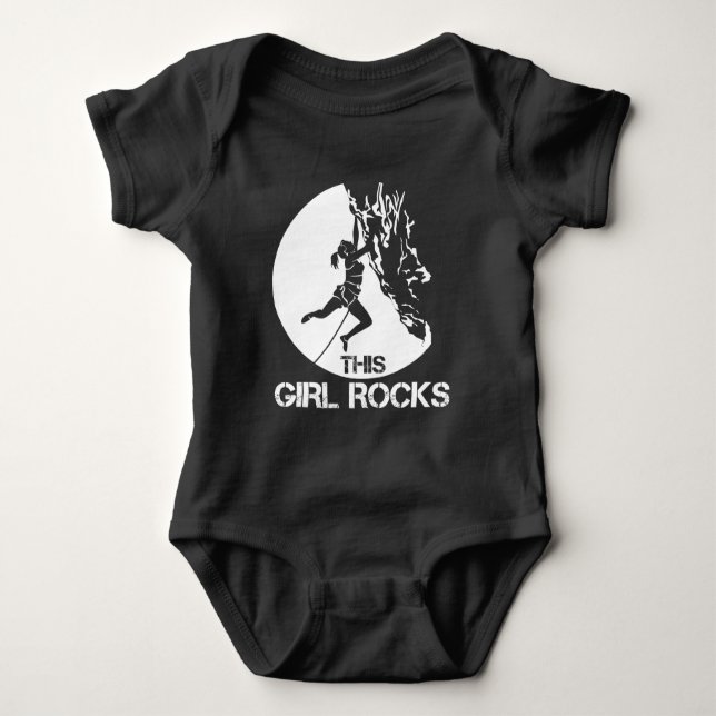This Girl Rocks Climbing Boulder Carabiner Climber Baby Bodysuit (Front)