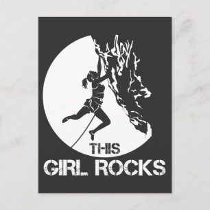 This Girl Rocks Climbing Boulder Carabiner Climber Postcard