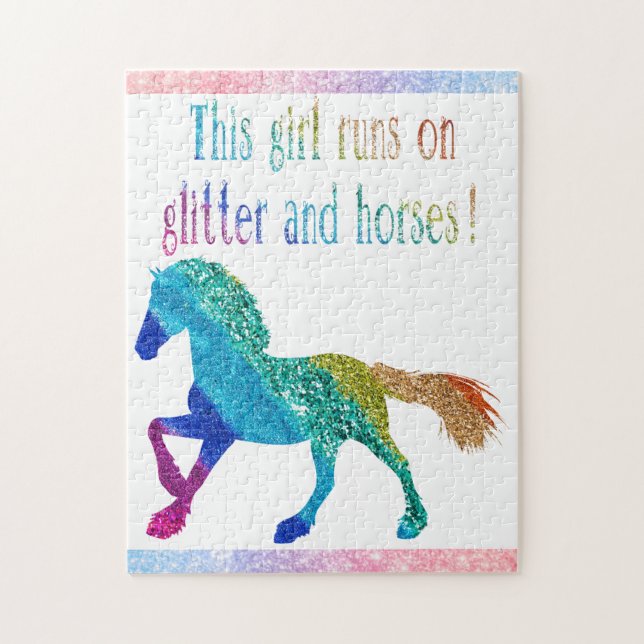 This Girl Runs on Glitter and Horses   Jigsaw Puzzle (Vertical)