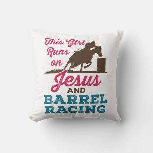 This Girl Runs on Jesus and Barrel Racing Cushion