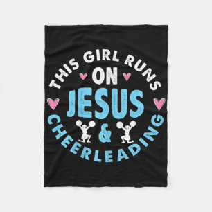 This Girl Runs On Jesus And Cheerleading Christian Fleece Blanket