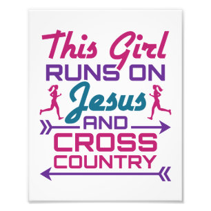 This Girl Runs on Jesus and Cross Country Photo Print