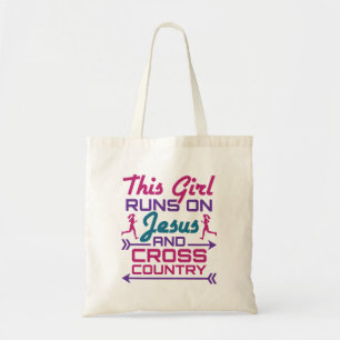 This Girl Runs on Jesus and Cross Country Tote Bag