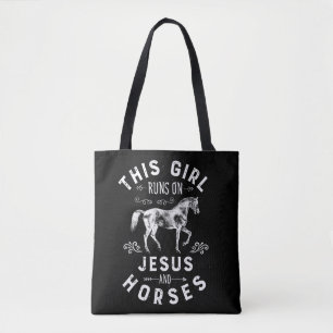 This Girl Runs On Jesus And Horses Horse Riding Eq Tote Bag
