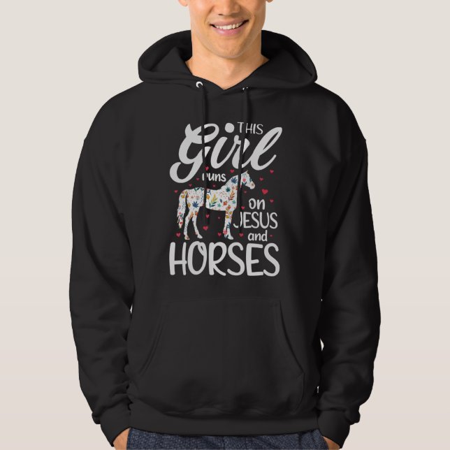 This Girl Runs on Jesus And Horses Tee Horse Lover (Front)