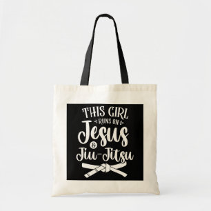 This Girl Runs On Jesus And Jiu Jitsu Martial Tote Bag