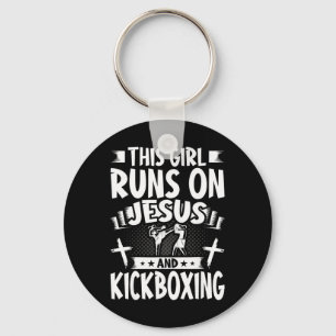This Girl Runs On Jesus And Kickboxing  Key Ring