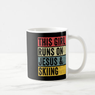 This Girl Runs On Jesus And Skiing Skier Snow Jet Coffee Mug