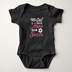 This Girl Runs On Jesus and Soccer T- for Baby Bodysuit