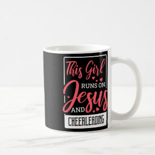 This Girl Runs On Jesus, Cheering Christian Cheerl Coffee Mug