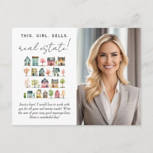 This Girl Sells Real Estate Promotional Postcard