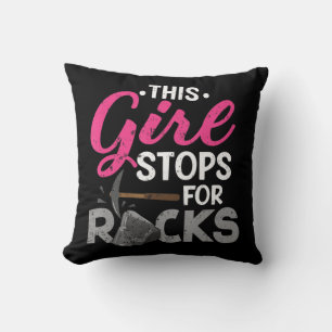 This Girl Stops For Rocks Rock Collector Geode Hu Cushion