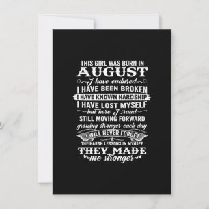 This Girl Was Born In August Birthday Gift Invitation