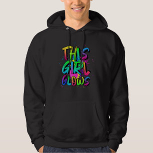 This Girls Glows Costume 80s Glow Halloween Party Hoodie