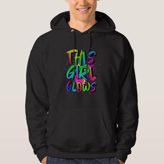 This Girls Glows Costume 80s Glow Halloween Party Hoodie (Front)