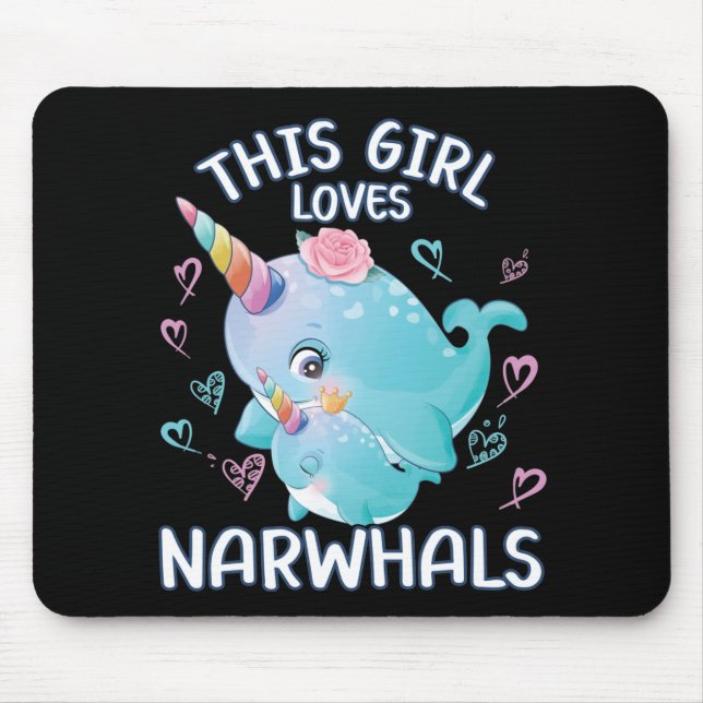 This Girls Loves Narwhals Mouse Pad (Front)