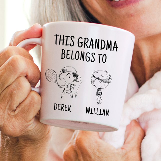 This Grandma Belongs To 2 Fun Boys Hand Painted Coffee Mug (Creator Uploaded)