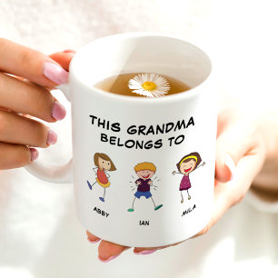 This Grandma Belongs To 3 Kids Names Funny Coffee Mug