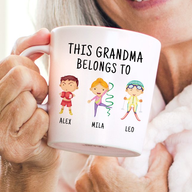 This Grandma Belongs To 3 | Kids Names Funny Gift  Coffee Mug (Creator Uploaded)