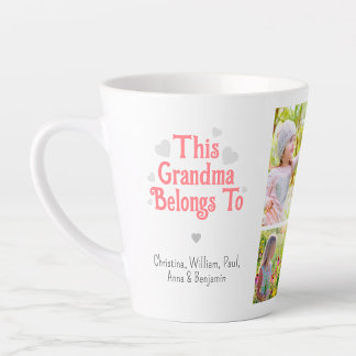 This Grandma Belongs to Kids' Names Photo Collage Latte Mug
