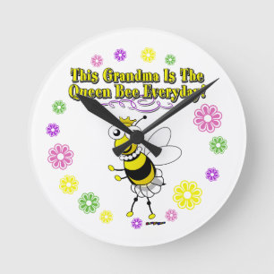 This Grandma Is The Queen Bee Everyday Bee Ring Round Clock