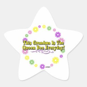 This Grandma Is The Queen Bee Everyday Flower Ring Star Sticker