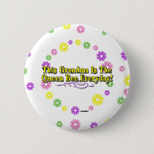 This Grandma Is The Queen Bee Everyday Flowers 6 Cm Round Badge