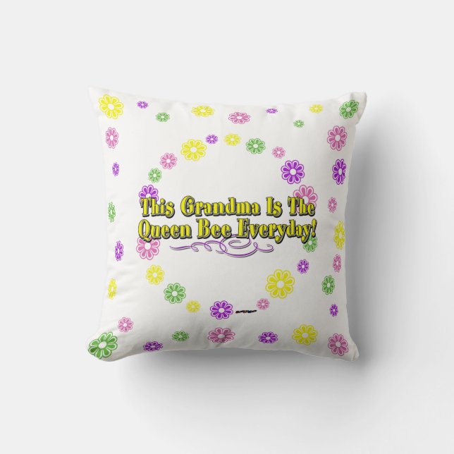 This Grandma Is The Queen Bee Everyday Flowers Cushion (Front)