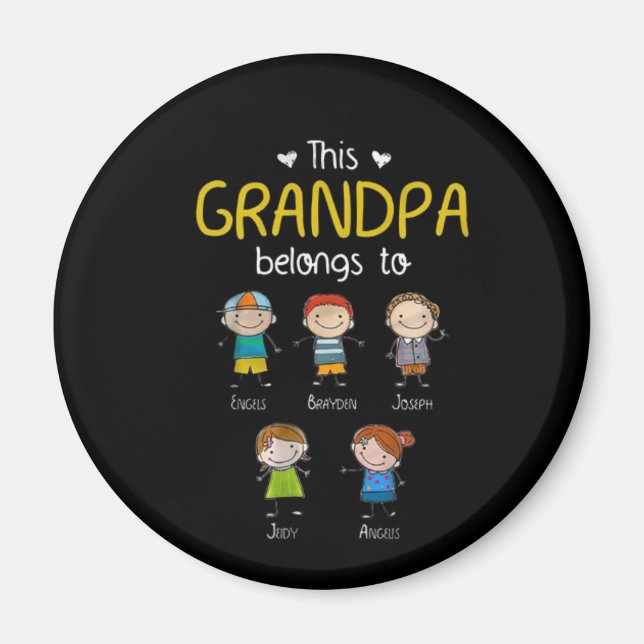 This Grandpa Belongs To Cute Family Personalised Magnet (Front)