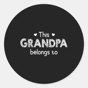 This Grandpa Belongs To - With Customisable Grandk Classic Round Sticker