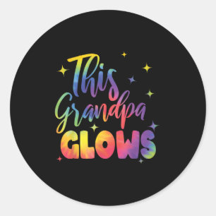 This Grandpa Glows Cute Tie Dye Bright Colors 80's Classic Round Sticker
