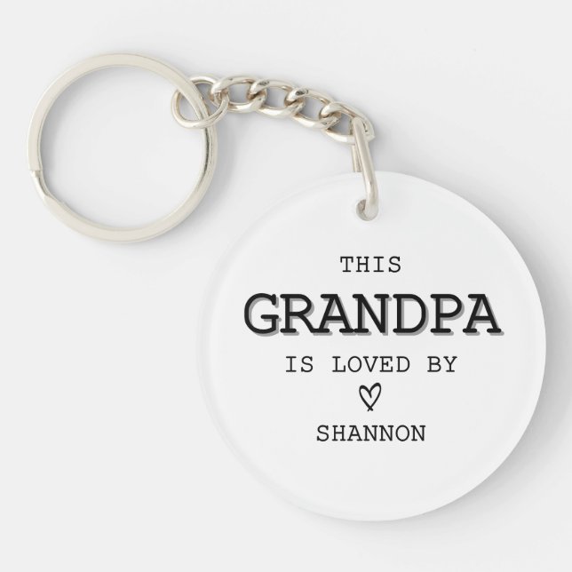 This Grandpa is Loved By with Photo Key Ring (Front)