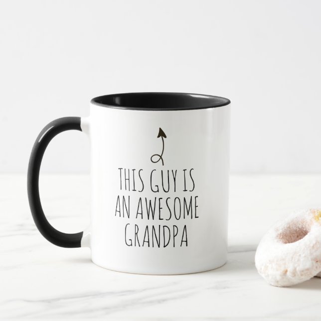 This Guy Is An Awesome Grandpa Funny Pointer Arrow Mug (With Donut)